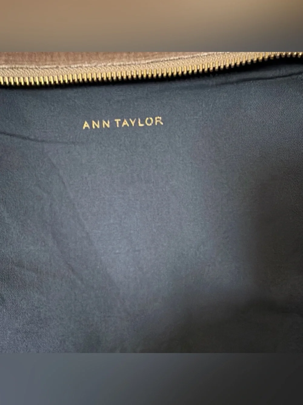 Ann Taylor Velvet Zippered Folding Clutch purse with a large ribbon bow /Lavande
